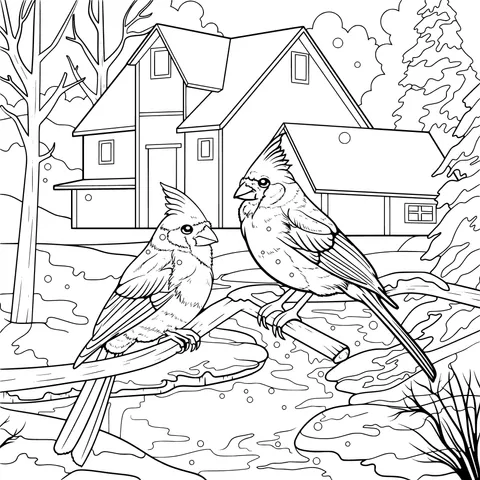 Cardinal Birds in Winter