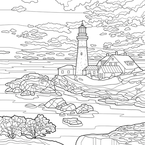Winter Lighthouse Scene by the Coast