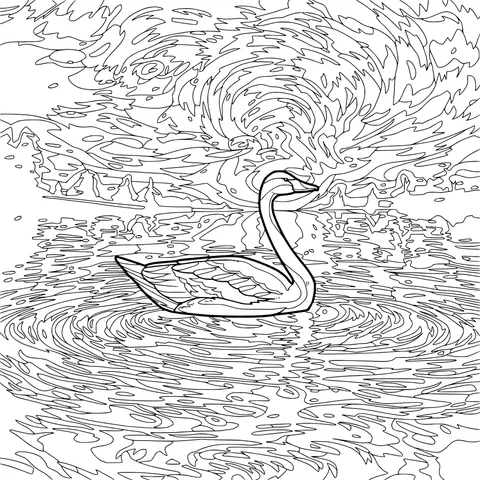 Swan under the Sunset
