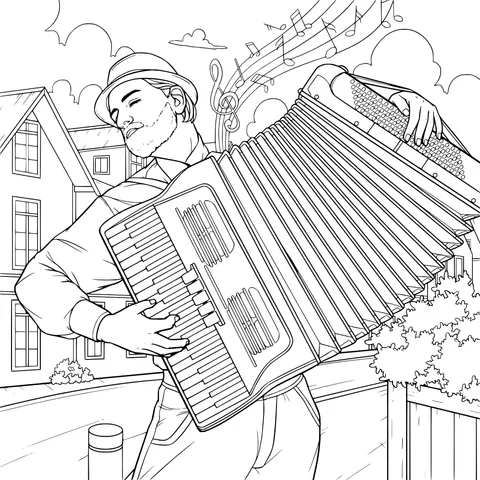 Man playing the accordion on the street
