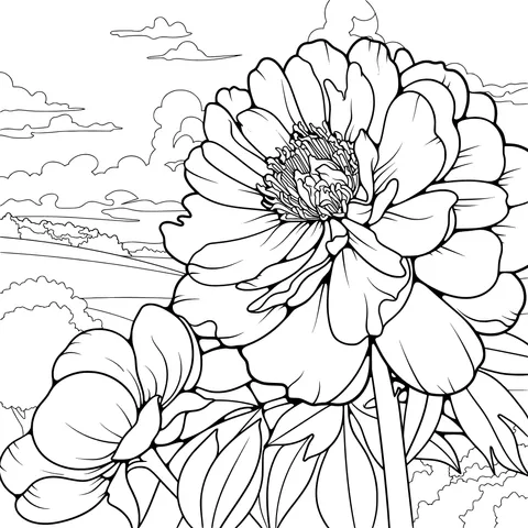Peony Flowers in the Field