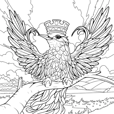 Colorful Bird Wearing a Crown