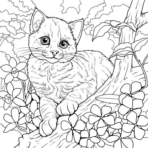 花丛中的橘猫