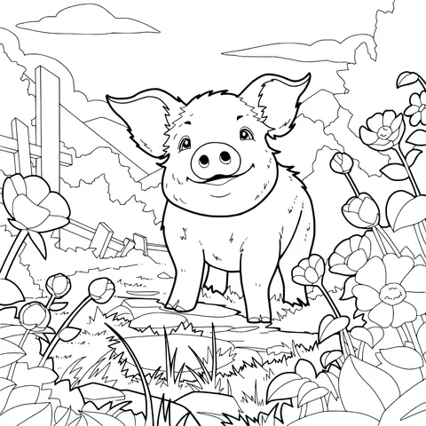 Pig in the Flower - bed