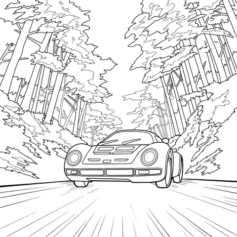 A Racing Car Journey in the Autumn Forest