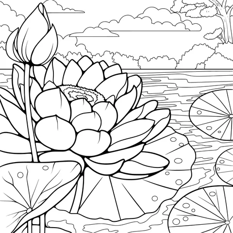 Beautiful Summer Lotus Scene