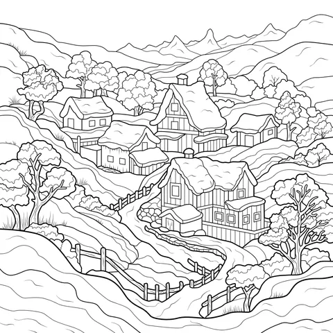 Winter Village Landscape