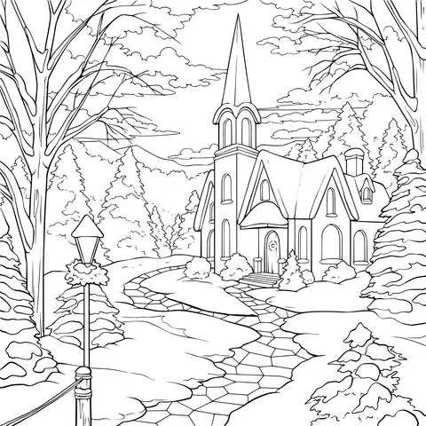 Church Cottage in the Winter Dusk