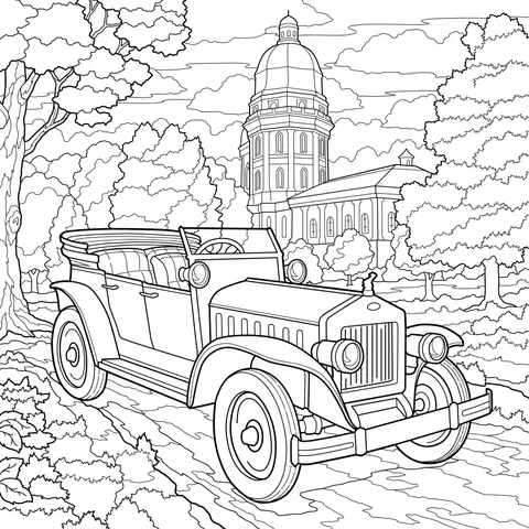 Vintage Car and Landscape