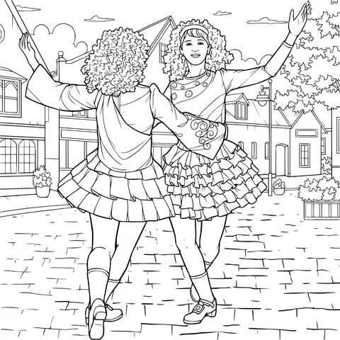 Two ladies dancing joyfully