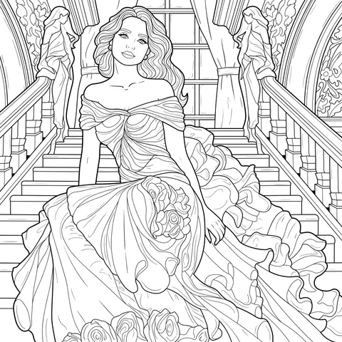 Elegant Lady on the Stairs