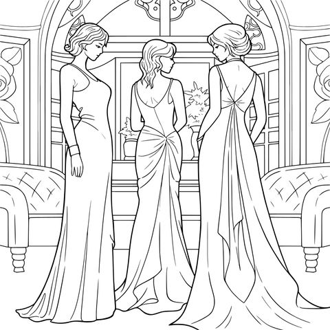 Three Ladies in Gorgeous Dresses