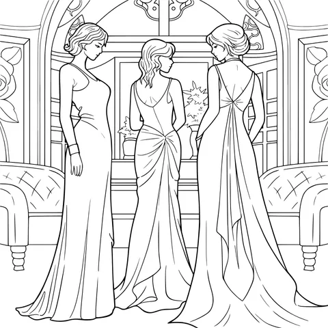 Three Ladies in Gorgeous Dresses