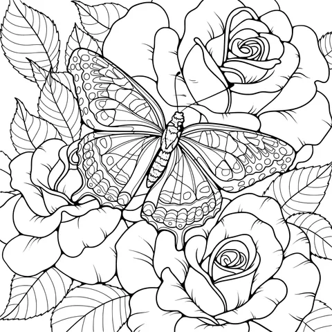 Butterfly and Roses