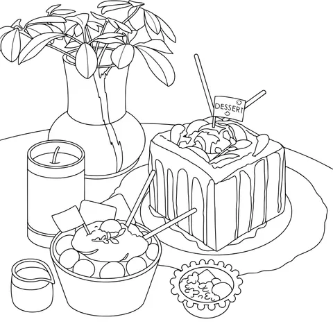A Cozy Combination of Delicate Desserts and Green Plants