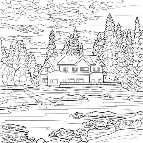 Winter Lakeside Cottage