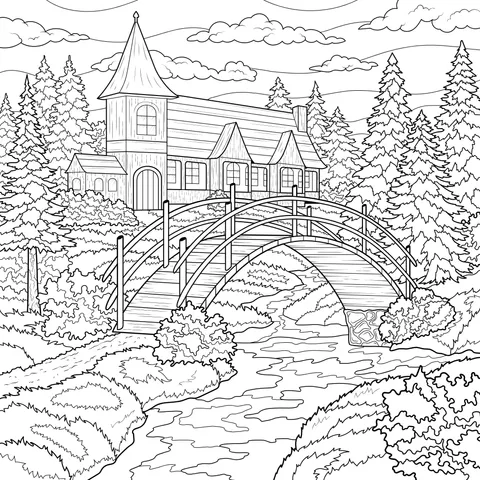 Red - roofed Cottage by the Stream