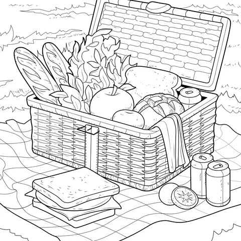 Delicacies in a Picnic Basket