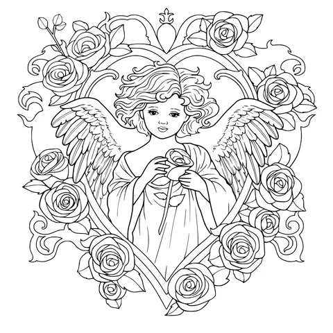 Angel Surrounded by Roses
