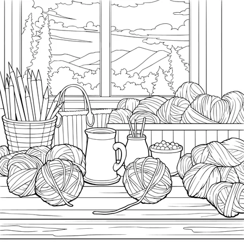 Knitting Materials by the Window
