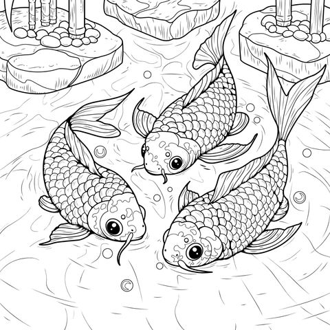 Koi fish in the pond