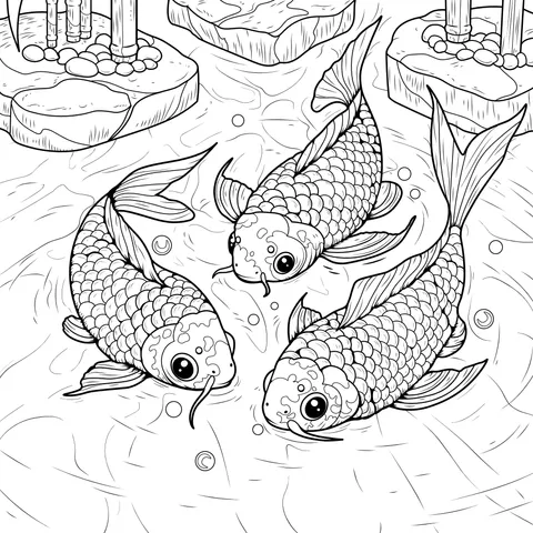 Koi fish in the pond