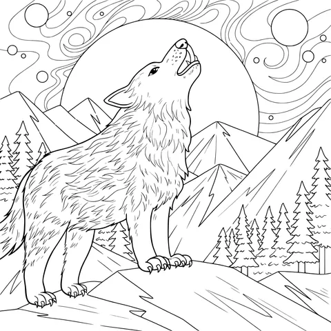 Howling Wolf under the Moonlit Night