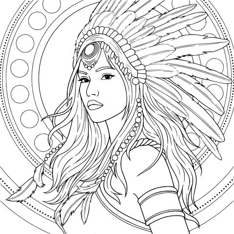 Native American woman in traditional attire