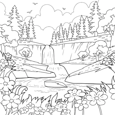 Beautiful Natural Waterfall Landscape