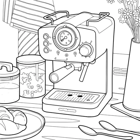 Green Coffee Machine in the Kitchen