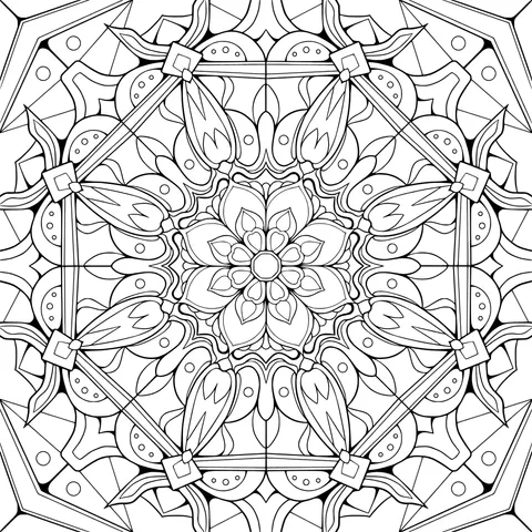 Colorful Geometric Floral Mandala Pattern