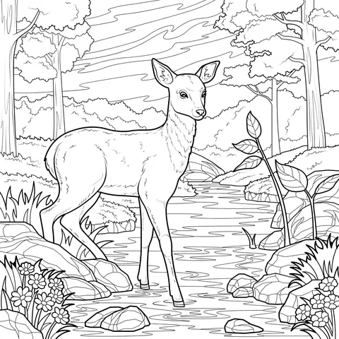 A Fawn by the Stream