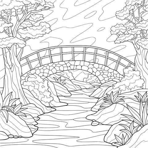 Arch Bridge by the Stream