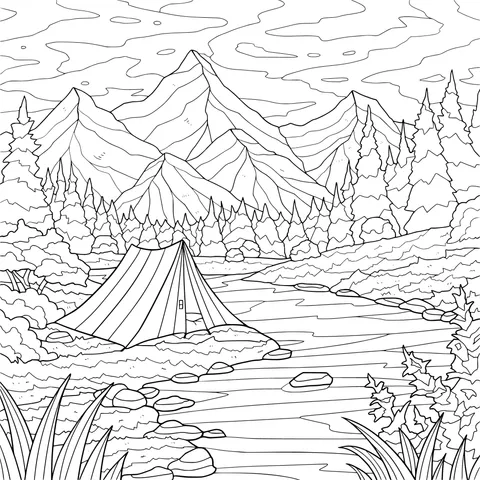 Campsite by the Mountain River