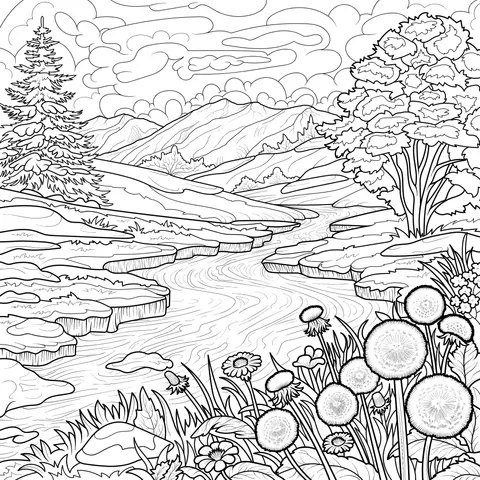 Beautiful Scenery by the Stream