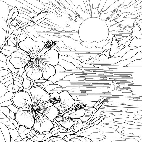 绚烂湖畔花卉景观