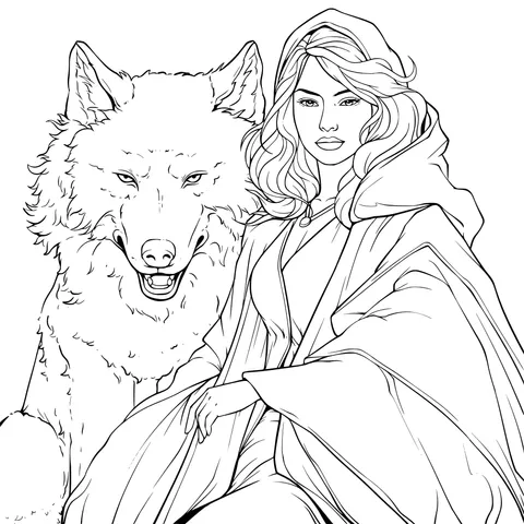 Woman Accompanied by a Wolf