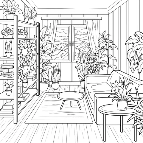 A Cozy Living Room Surrounded by Green Plants