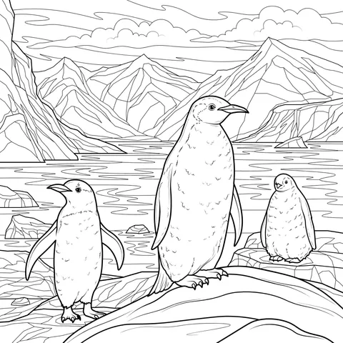 Penguins on the Ice - field