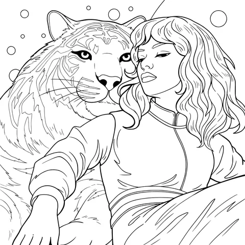 Woman Leaning on a Tiger
