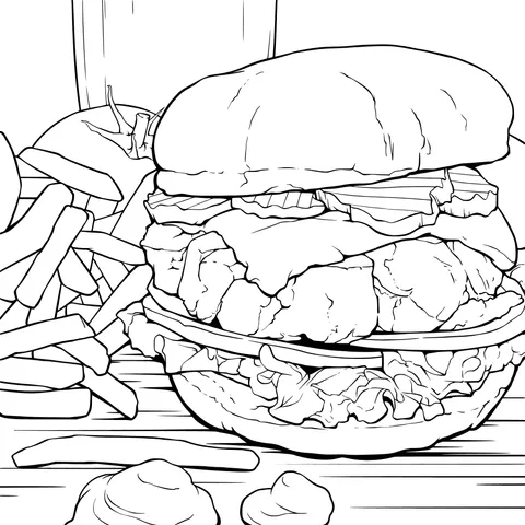 Delicious Burger and Fries