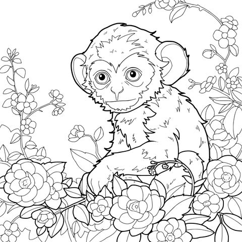 花丛中的蓝猴