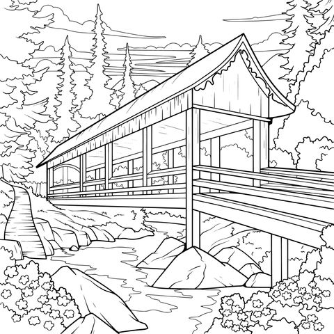 Puente Cubierto en el Bosque