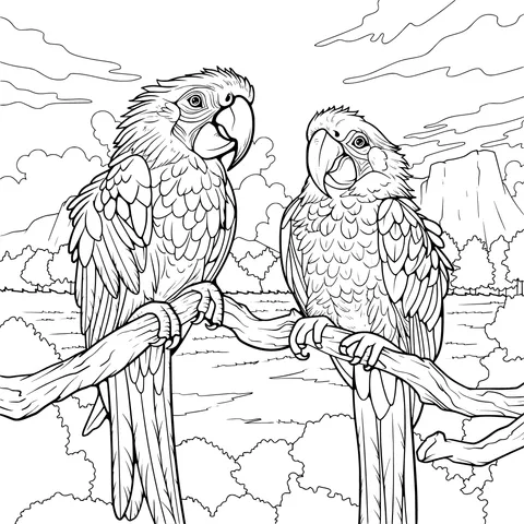 Two Parrots on a Branch