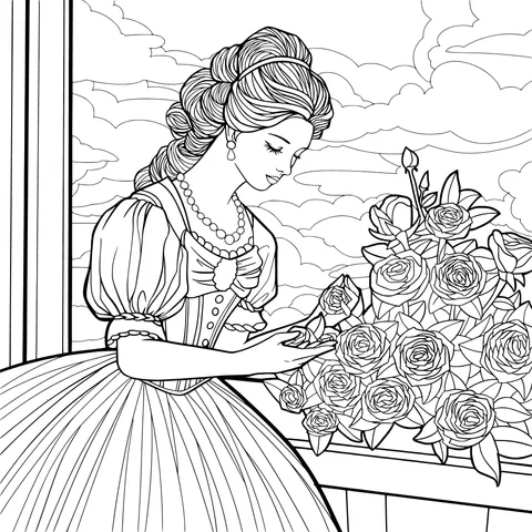 The Princess Admiring Roses