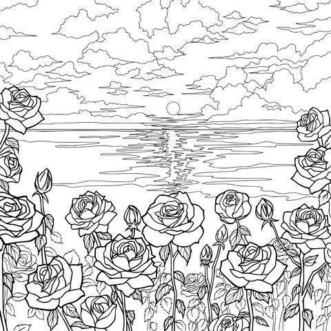 夕阳下的玫瑰花海