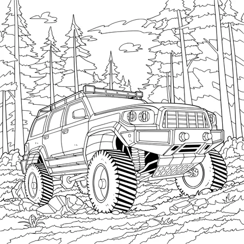 Orange Off - road Jeep in the Forest