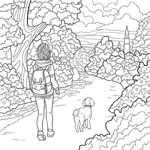 Strolling with a Pet in Autumn
