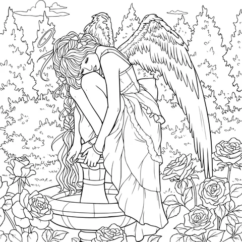 Meditating Angel in the Garden