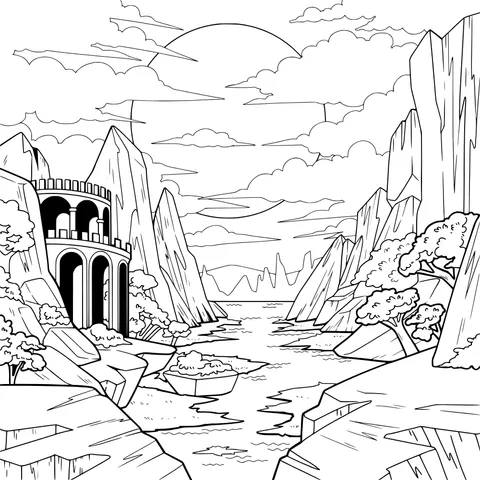 Dreamy Canyon Moonlit Night